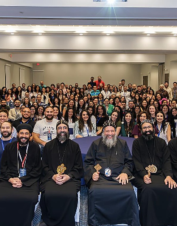 Encounter attendees with the bishops in the conference hall